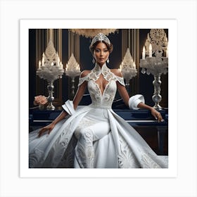 Woman with Wedding Dress Art Print