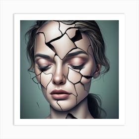 Broken Face Art Print