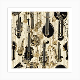 Musical Instruments Seamless Pattern 3 Art Print