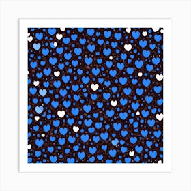 Blue And White Hearts Art Print