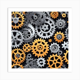 Gears On A Black Background 41 Art Print