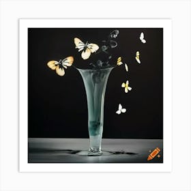 Butterflies In A Vase Art Print