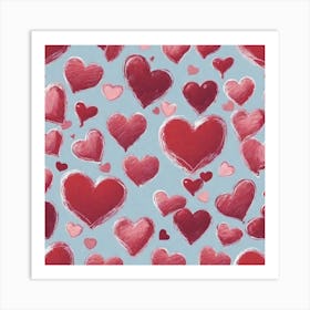 Red Hearts Art Print