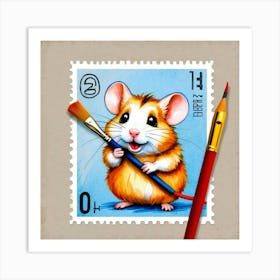 Mouse On A Stamp Art Print