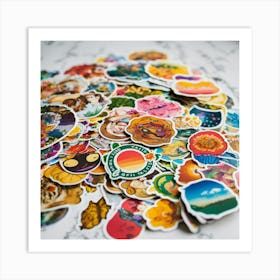 A Photo Of A Stack Of Stickers 1 Art Print