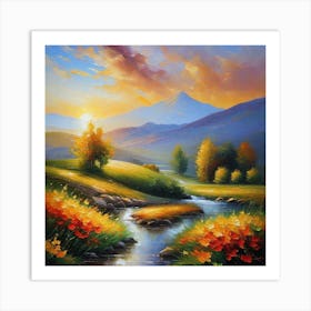 Sunset In The Mountains 64 Art Print