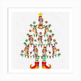 Xmas Holiday Cavalier King Charles Spaniel Christmas Tree Art Print