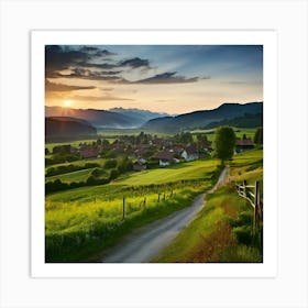 Tour Tourism Europa Field Small Town Community Village Agriculture Idylli Traditional Tranq Art Print