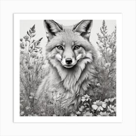 Fox In The Meadow Art Print