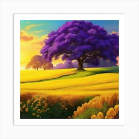 Purple Tree In A Field 1 Art Print