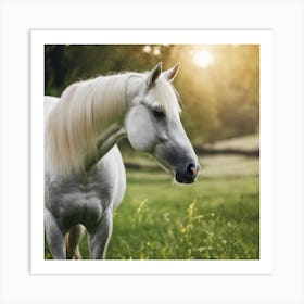 White Horse In A Field 2 Art Print