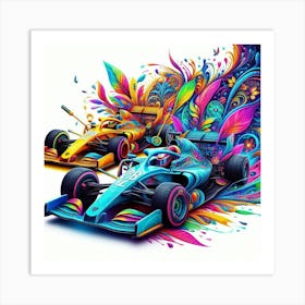 Colorful Racing Cars Art Print