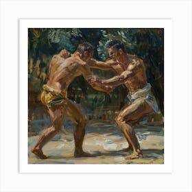 A Greco Roman Wrestling Oil Painting Art Print