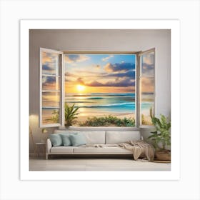 Sunset Over The Beach Art Print