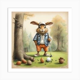 Golf Bunny Art Print