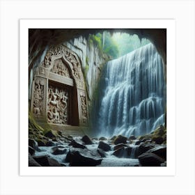 Waterfall In A Cave 9 Art Print