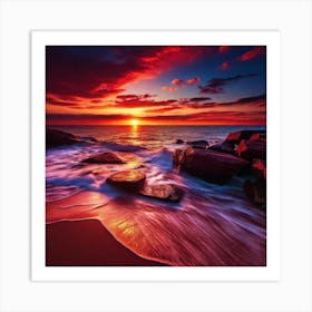 Sunset On The Beach 611 Art Print