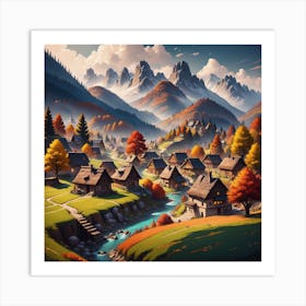 Village In The Mountains 13 Art Print