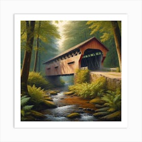 Covered Bridge In The Forrest Art Print