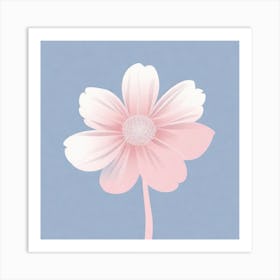 A White And Pink Flower In Minimalist Style Square Composition 329 Art Print