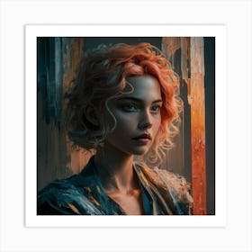 Girl With Pink Hair Art Print