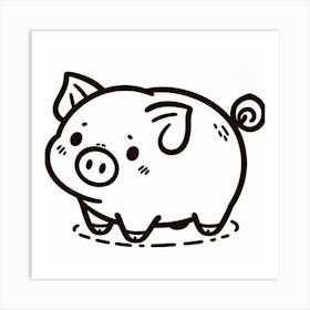 Line Art pig 2 Art Print