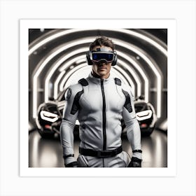 Futuristic Man In Vr Glasses 5 Art Print