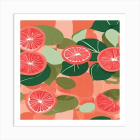 Grapefruits And Leaves Art Print