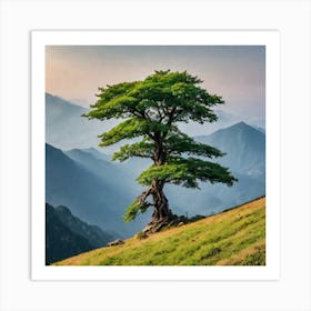 Lone Tree In The Mountains 2 Art Print