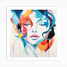 Woman With Colorful Hair 2 Art Print