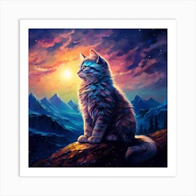 Cat In The Mountains Art Print