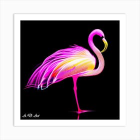 Glow Painting In Pink And Yellow Of A Beautifully Designed Flamingo Art Print