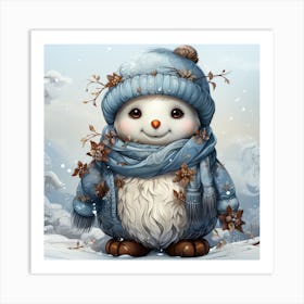 3D Cute Animal snow Art Print