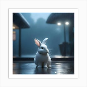 Rabbit In The Rain Art Print