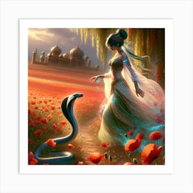 Woman And A Snake 1 Art Print