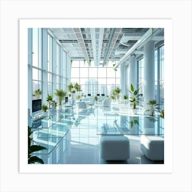 Futuristic Office Interior And Furniture Art Print