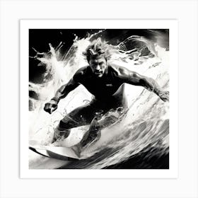 Surfer In Black And White Art Print