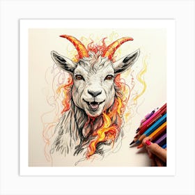 Goat On Fire 70 Art Print