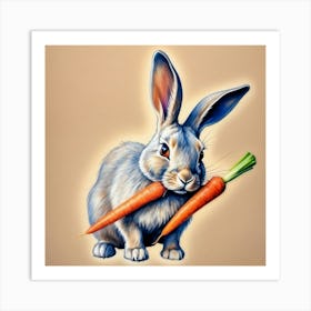 Rabbit With Carrots 30 Art Print