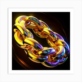 Golden Chain On Black Background Art Print