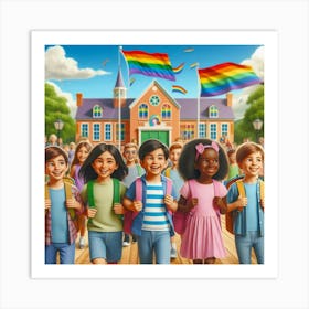 Rainbow School Children Art Print