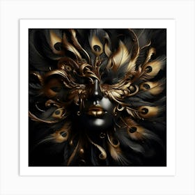 Black And Gold Mask Art Print