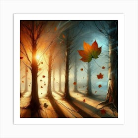 Autumn Leaves In The Forest Art Print