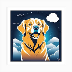 Golden Retriever In The Sky Art Print