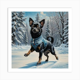 Chihuahua On Ice Art Print