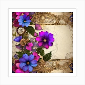 Steampunk Flowers 1 Art Print