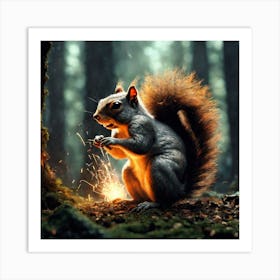 Squirrel In The Forest 85 Art Print