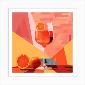 Orange Aperol Spritz Cocktail Art Print