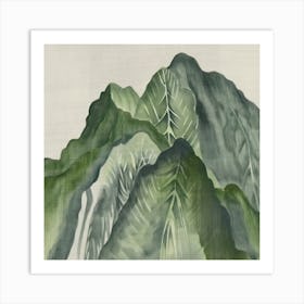 Japanese Watercolour Of Mount Kinpu 5 Art Print