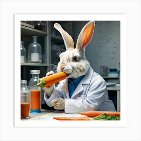 Rabbit Eating Carrots Art Print